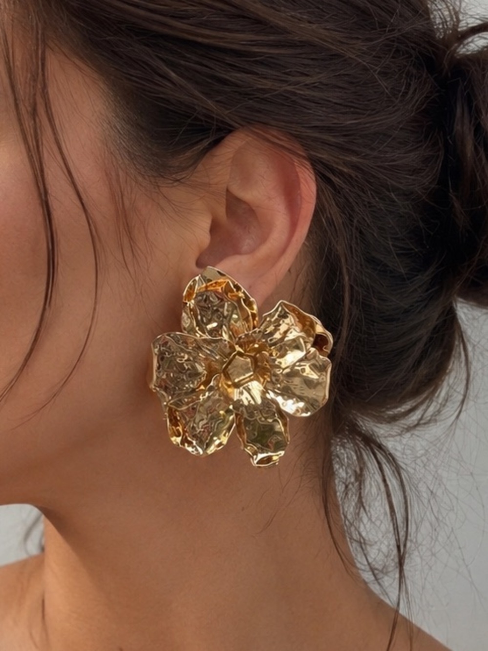 Gold Floral Statement Earrings - Women Jewelry